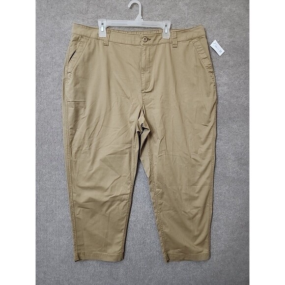 Old Navy OGC Chino Tapered Straight Pants Women 2X Ecru Elastic Waist StretchNEW - Picture 3 of 10